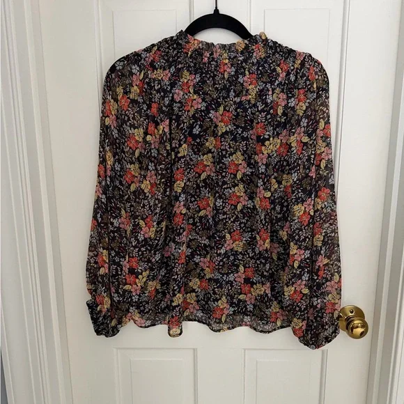 LOFT Floral Blouse - Black, Red, Yellow - Picture 6 of 8